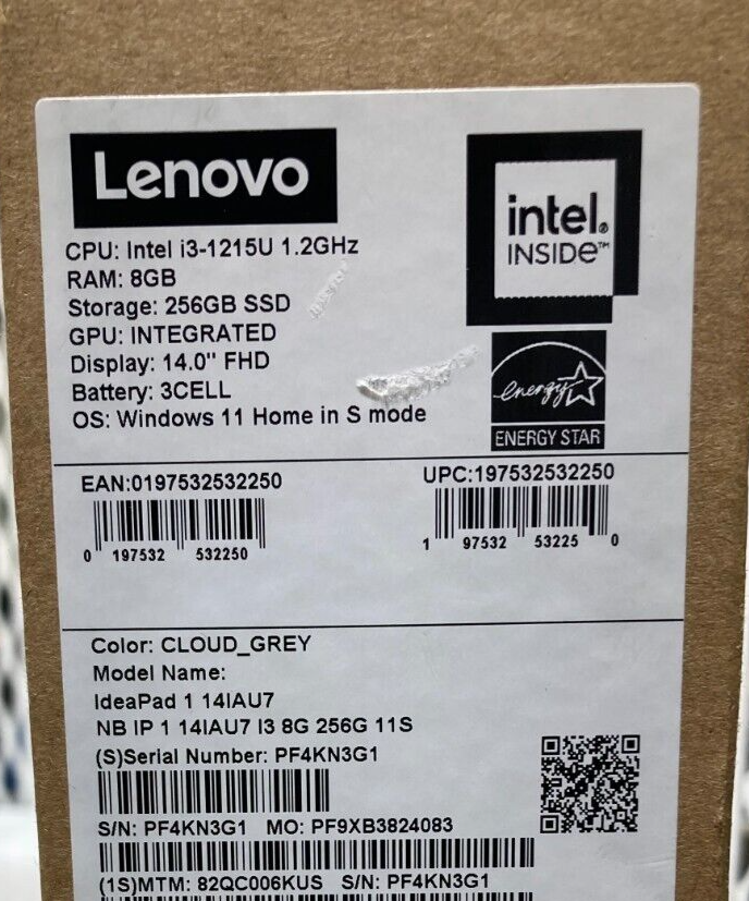 Lenovo 14" FHD Laptop 82QC006KUS - Cloud Gray - Open Box