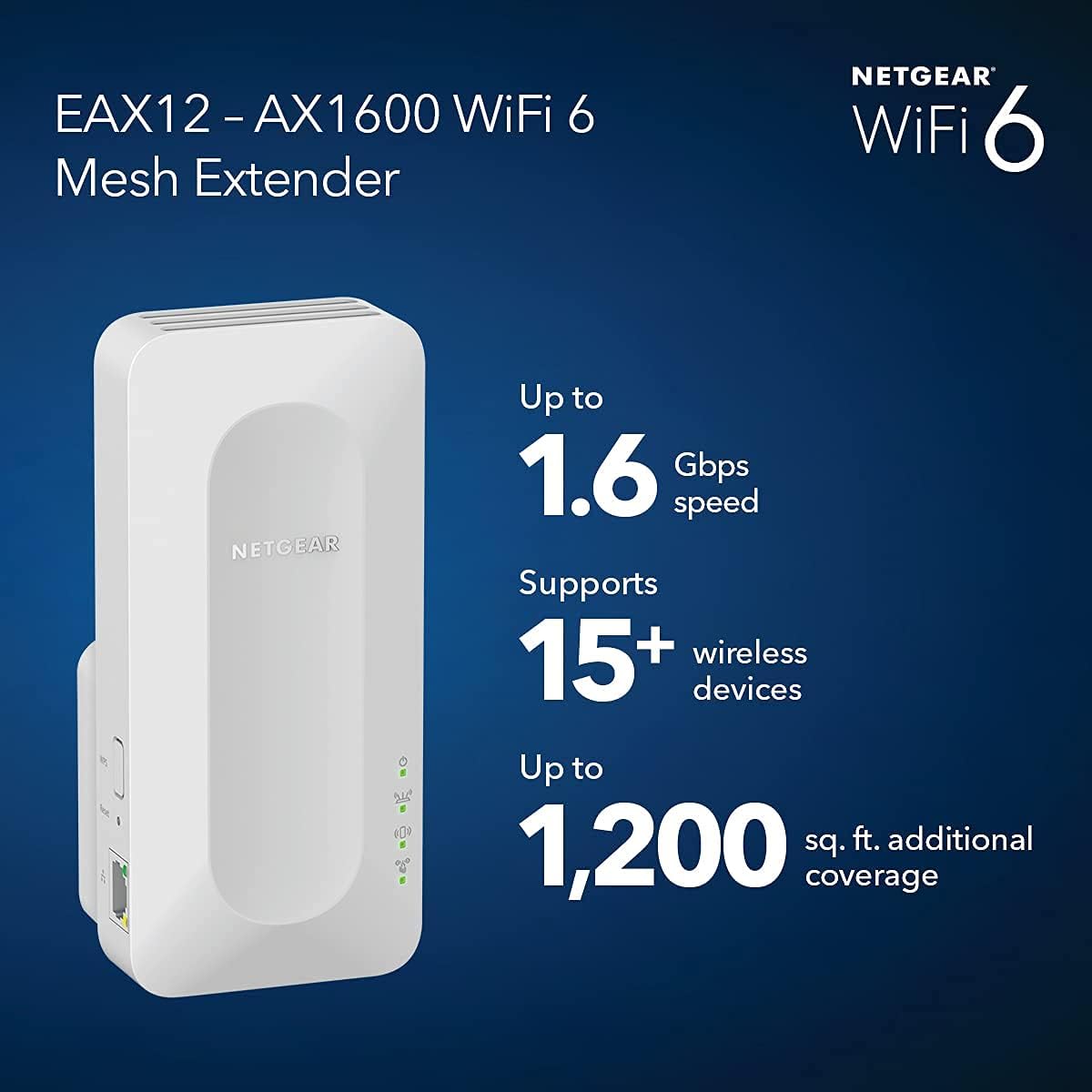 NETGEAR AX1600 4-Stream Mesh Wifi Range Extender - White - Open Box
